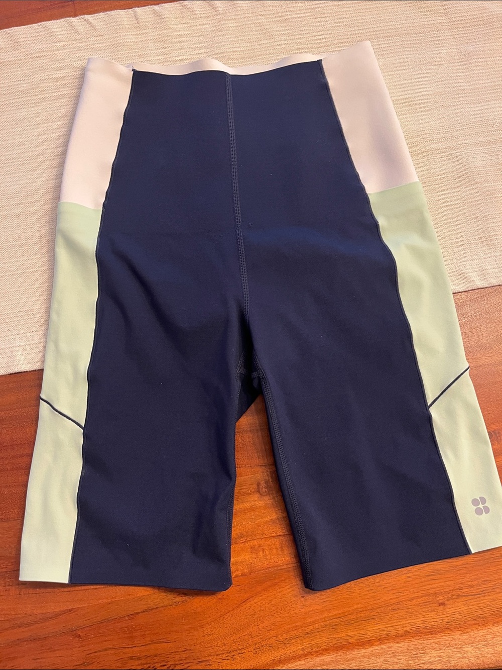 Sweaty Betty Navy, Light Green & Cream Athletic Bike Shorts
